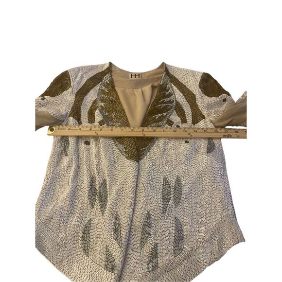 Haute Hippie (Serena Gossip Girl) Beaded Blazer Tan/ Gold XS Evening Jacket - Picture 9 of 16